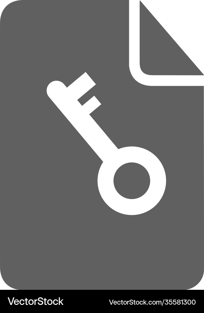 Document key icon gray version Vector Image