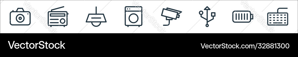 Electronics line icons linear set quality Vector Image