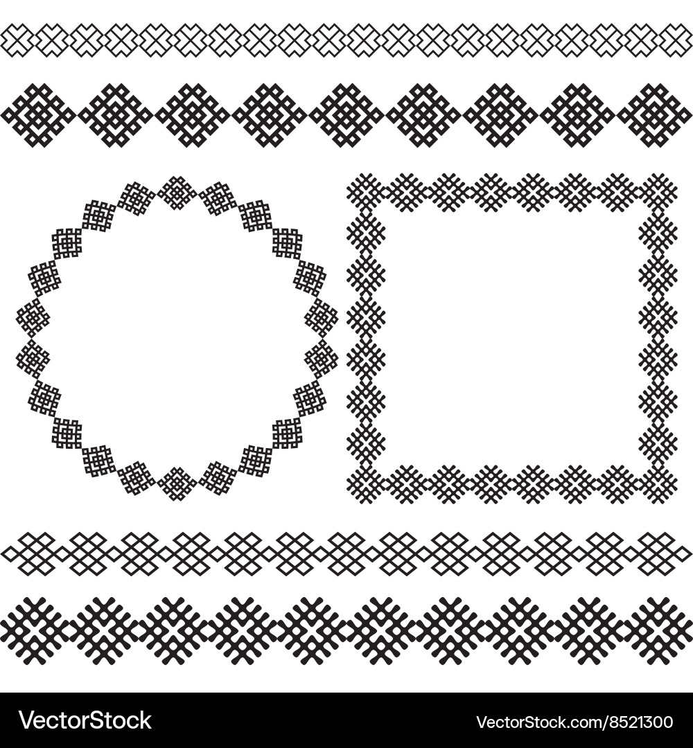 Ethnic borders set round and square frames vector image