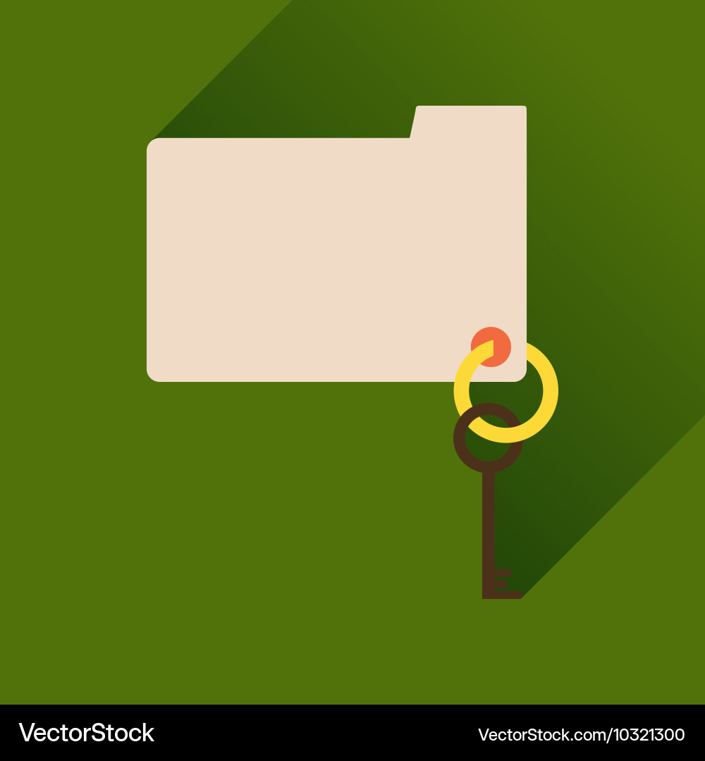 Flat icon with long shadow key folder vector image