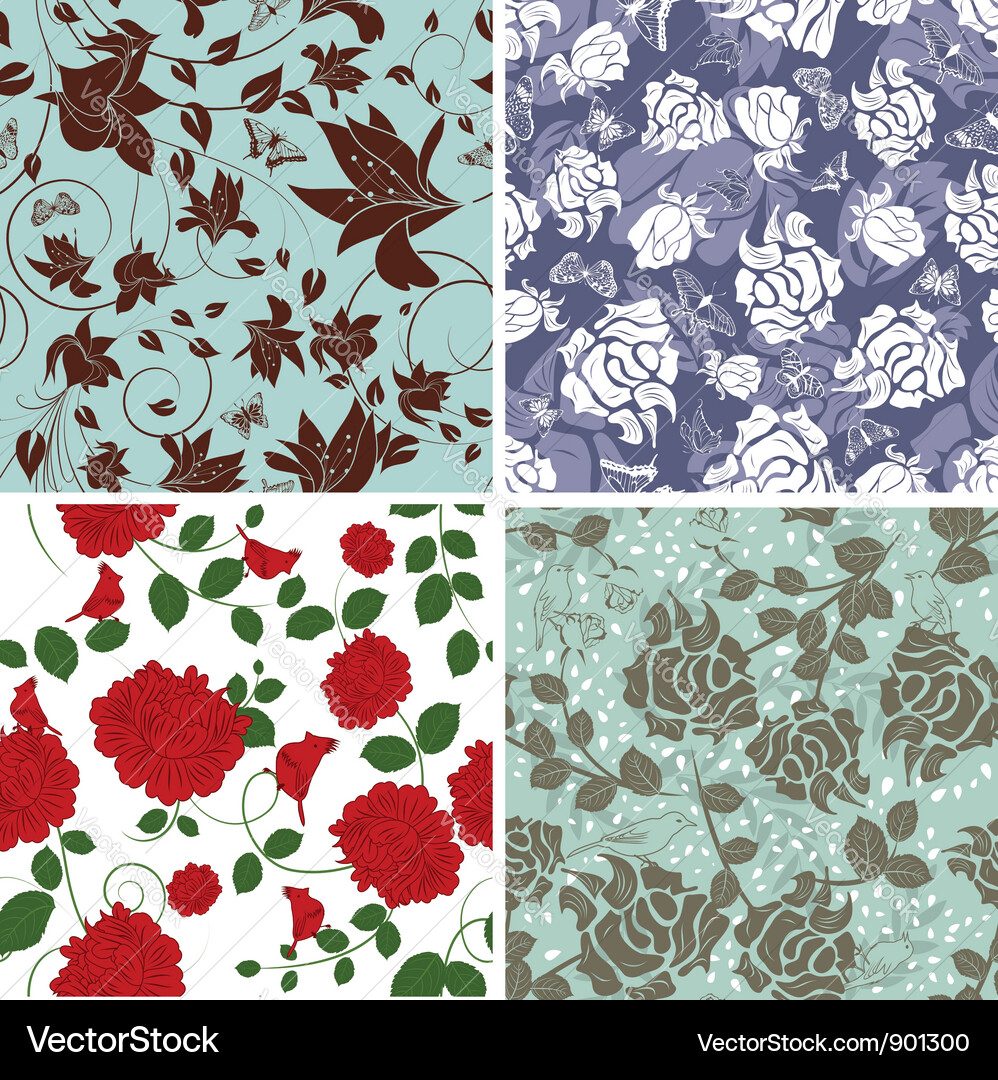 Floral seamless set Royalty Free Vector Image - VectorStock