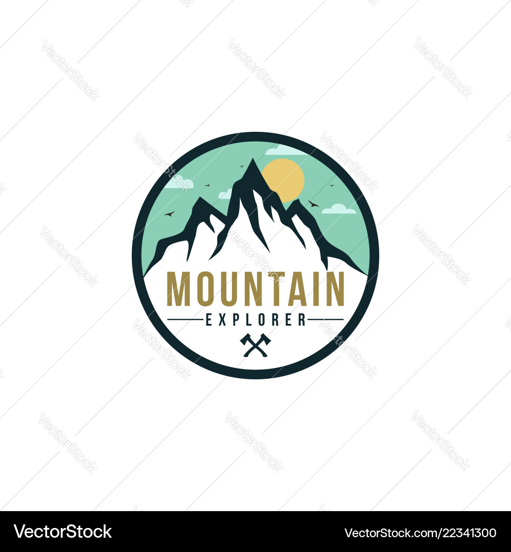 Forest mountain adventure explore badge logo Forest mountain adventure explore badge logo vector image