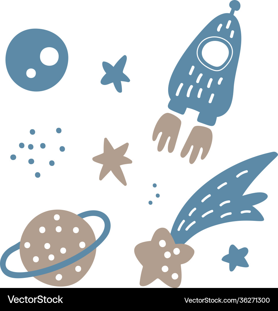 Hand drawn space elements pattern Hand drawn space elements pattern vector image