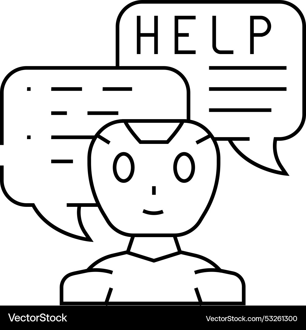 Help chat bot line icon Help chat bot line icon vector image