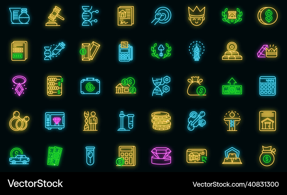 Inheritance icons set neon vector image