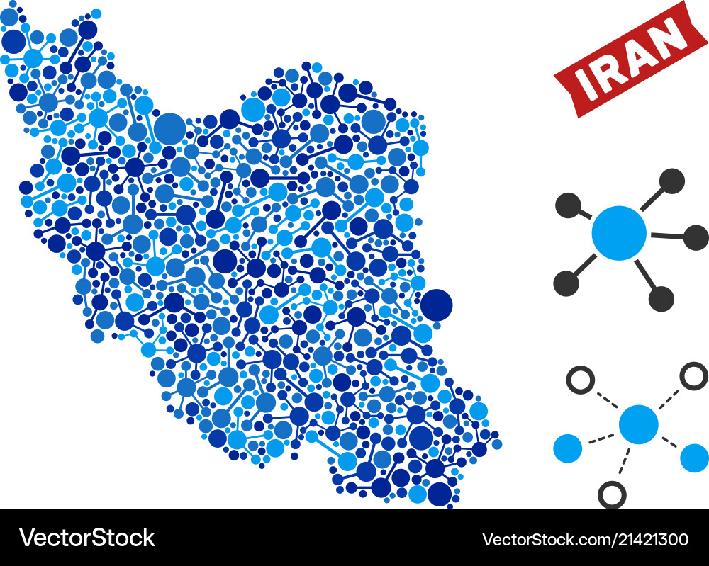 Iran map links composition vector image