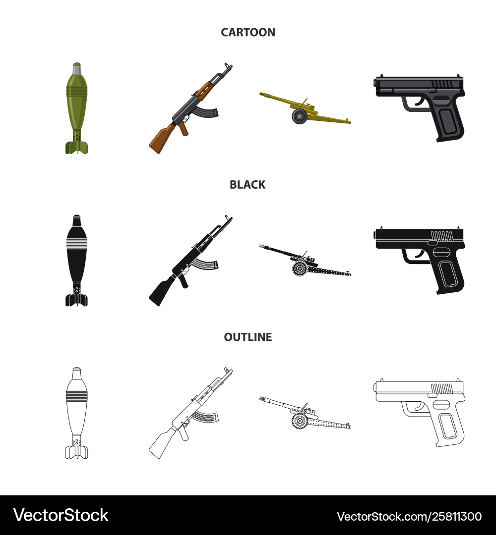 Isolated object weapon and gun sign collection vector image