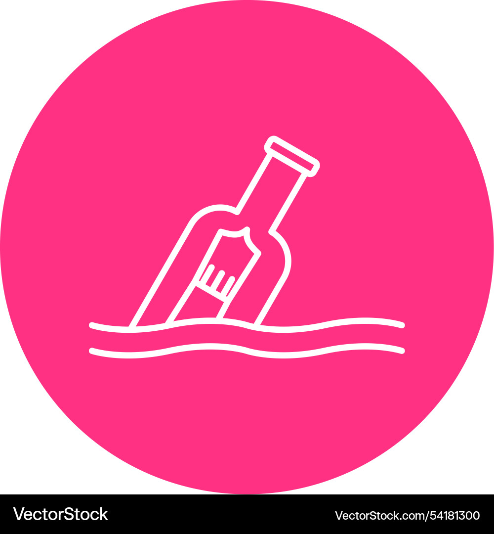 Message in a bottle line circle icon Vector Image