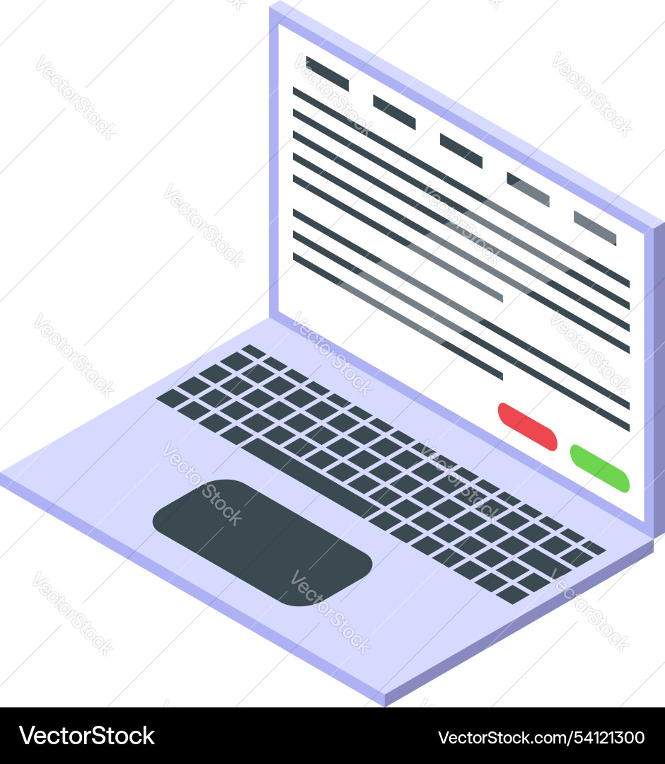 Modern laptop showing programming code on screen vector image