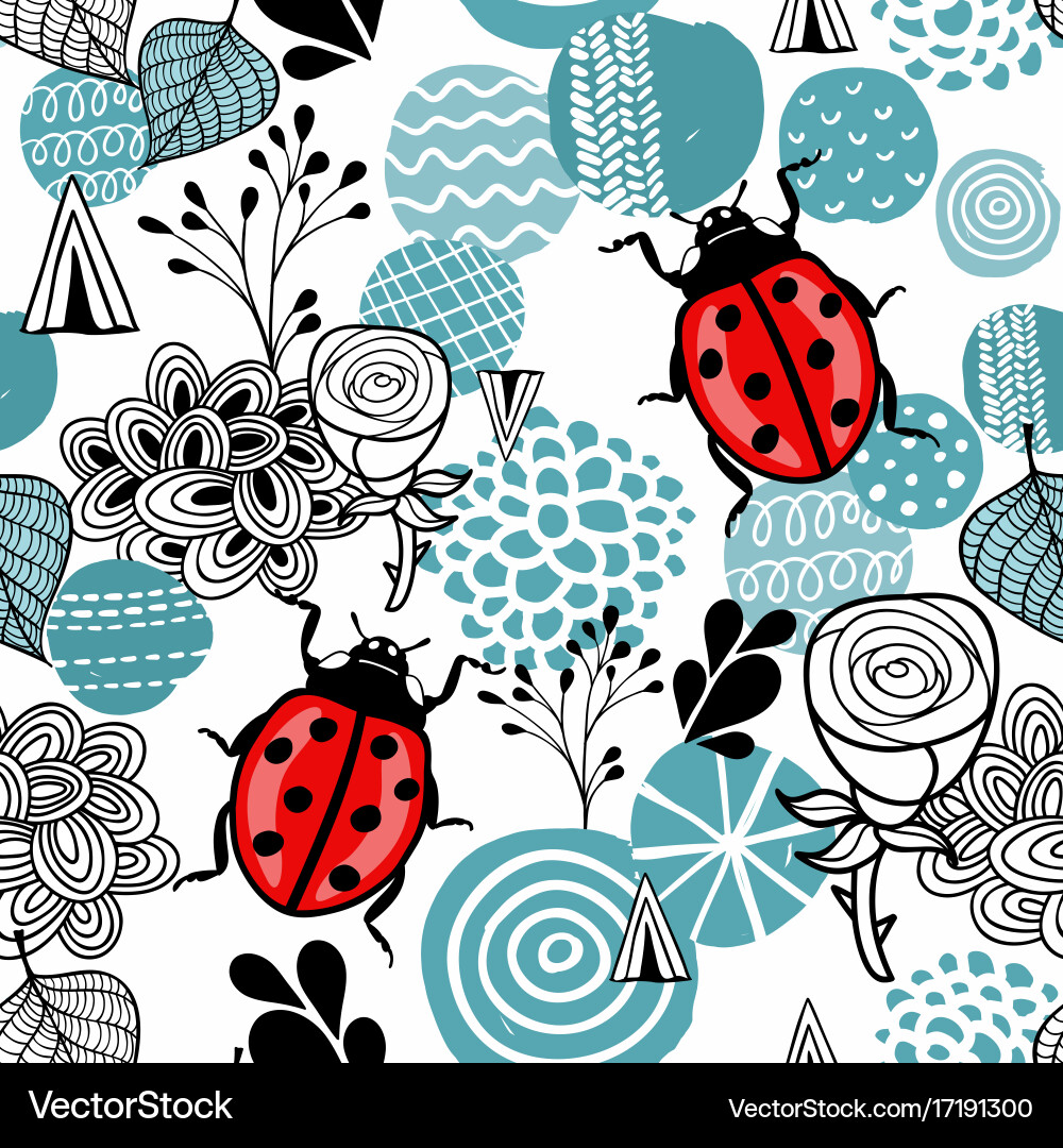 Scandinavian Ladybird Pattern Vector Image