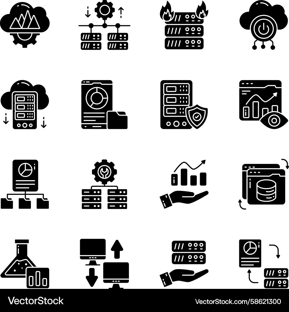 Set of db solid icons Vector Image