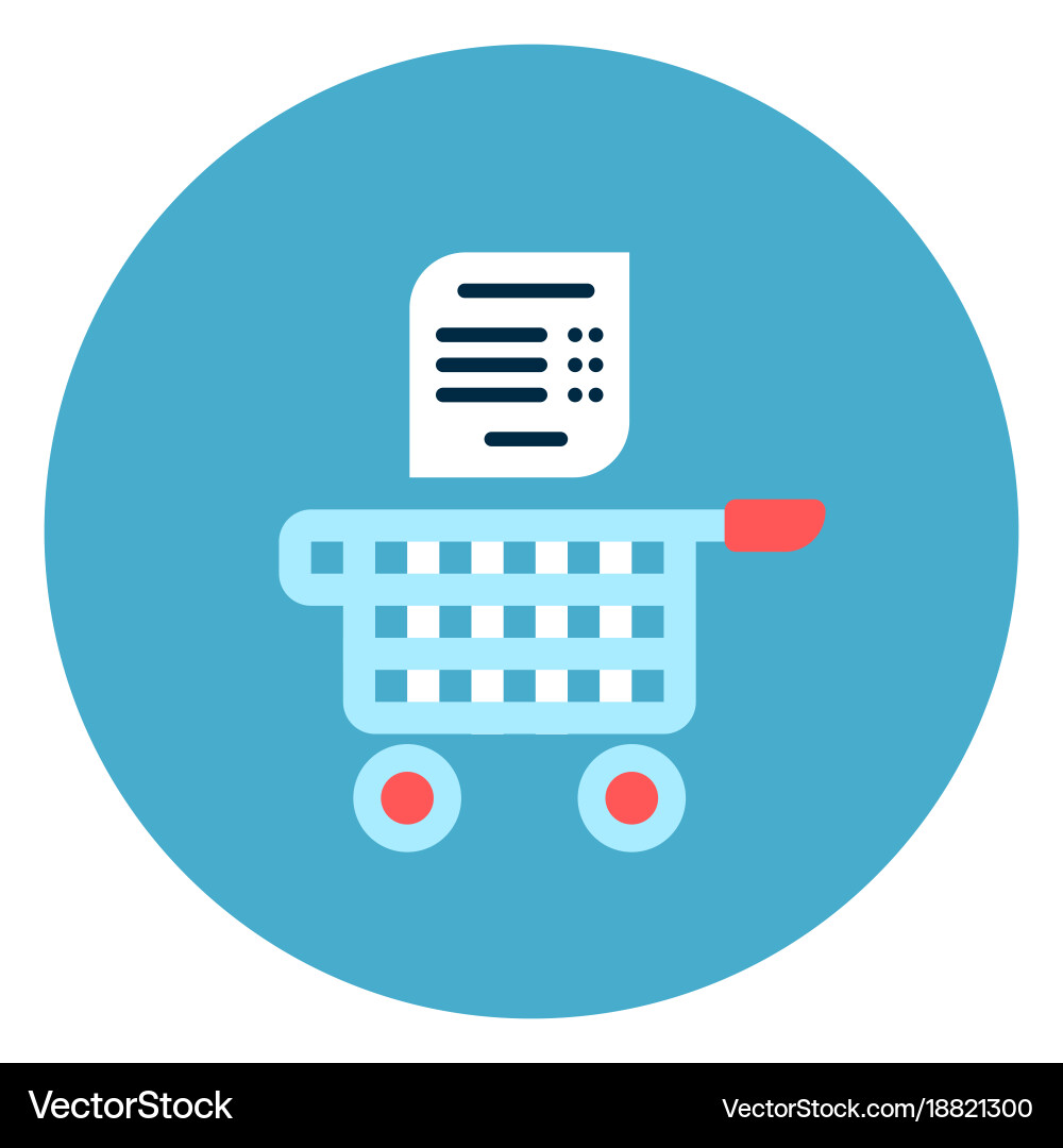 Shopping cart with list icon web button on round Vector Image