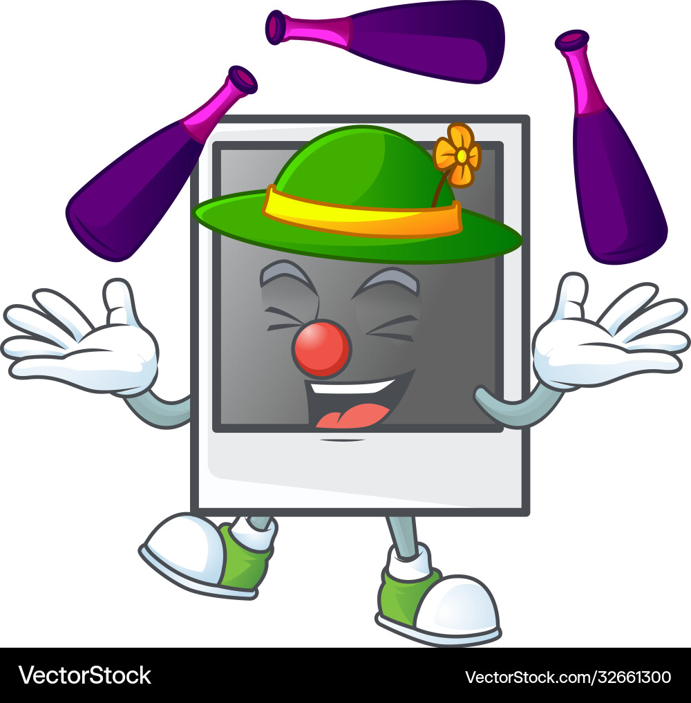 Smart empty polaroid photo frame playing juggling Smart empty polaroid photo frame playing juggling vector image