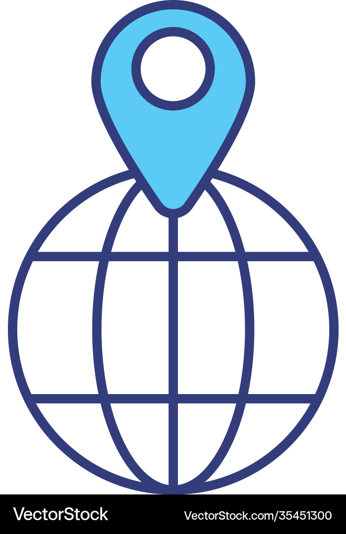 Sphere browser with pin location style icon vector image