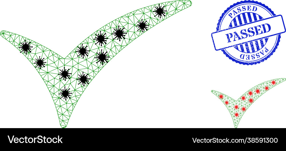 Triangulated mesh confirm icons with covid19 nodes Triangulated mesh confirm icons with covid19 nodes vector image