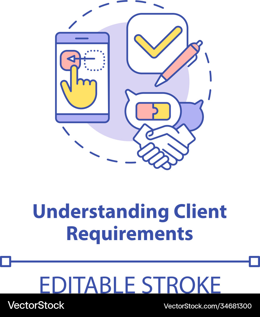 Understanding client requirements concept icon Understanding client requirements concept icon Vector Image