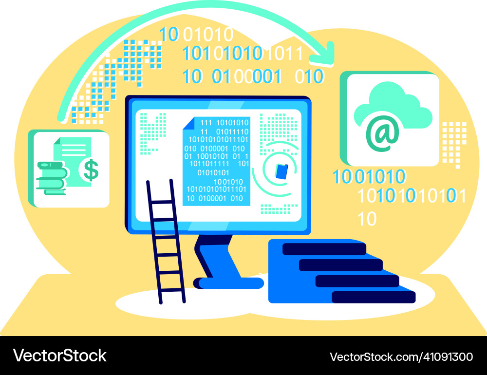 Verarbeitung von binären Code Flat Konzept Verarbeitung von binären Code Flat Konzept vektorbild