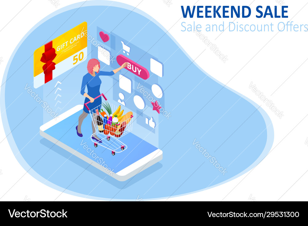 Weekend sale and discount offers online shopping Weekend sale and discount offers online shopping vector image