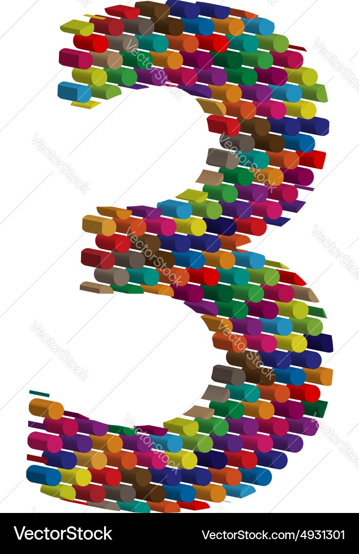 3d font number 3 vector image