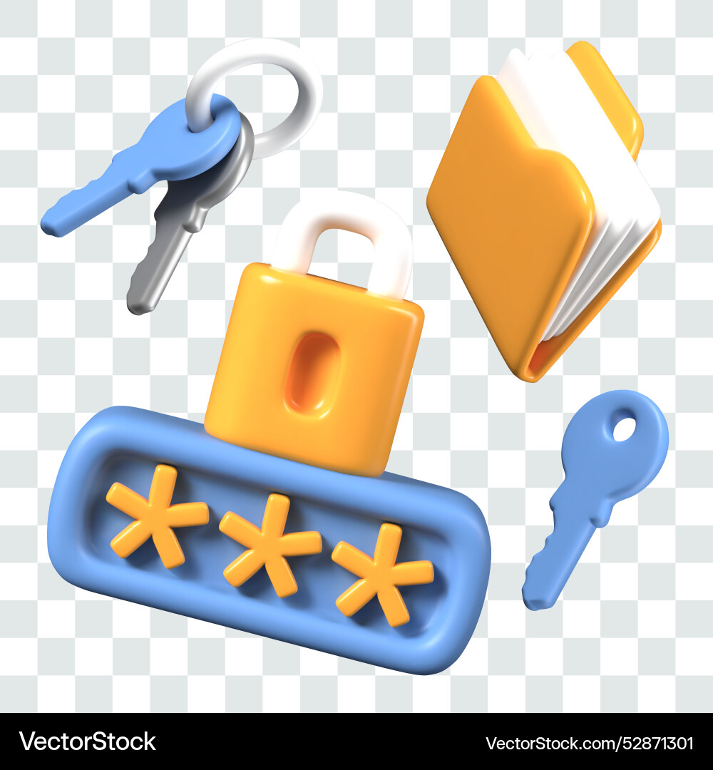 3d padlock with encrypted password keys 3d padlock with encrypted password keys vector image