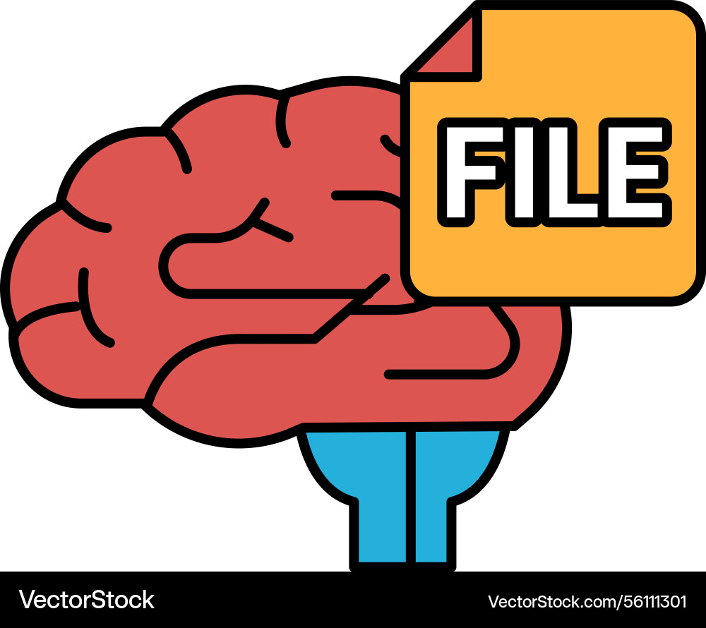 A brain with yellow file folder on top A brain with yellow file folder on top vector image