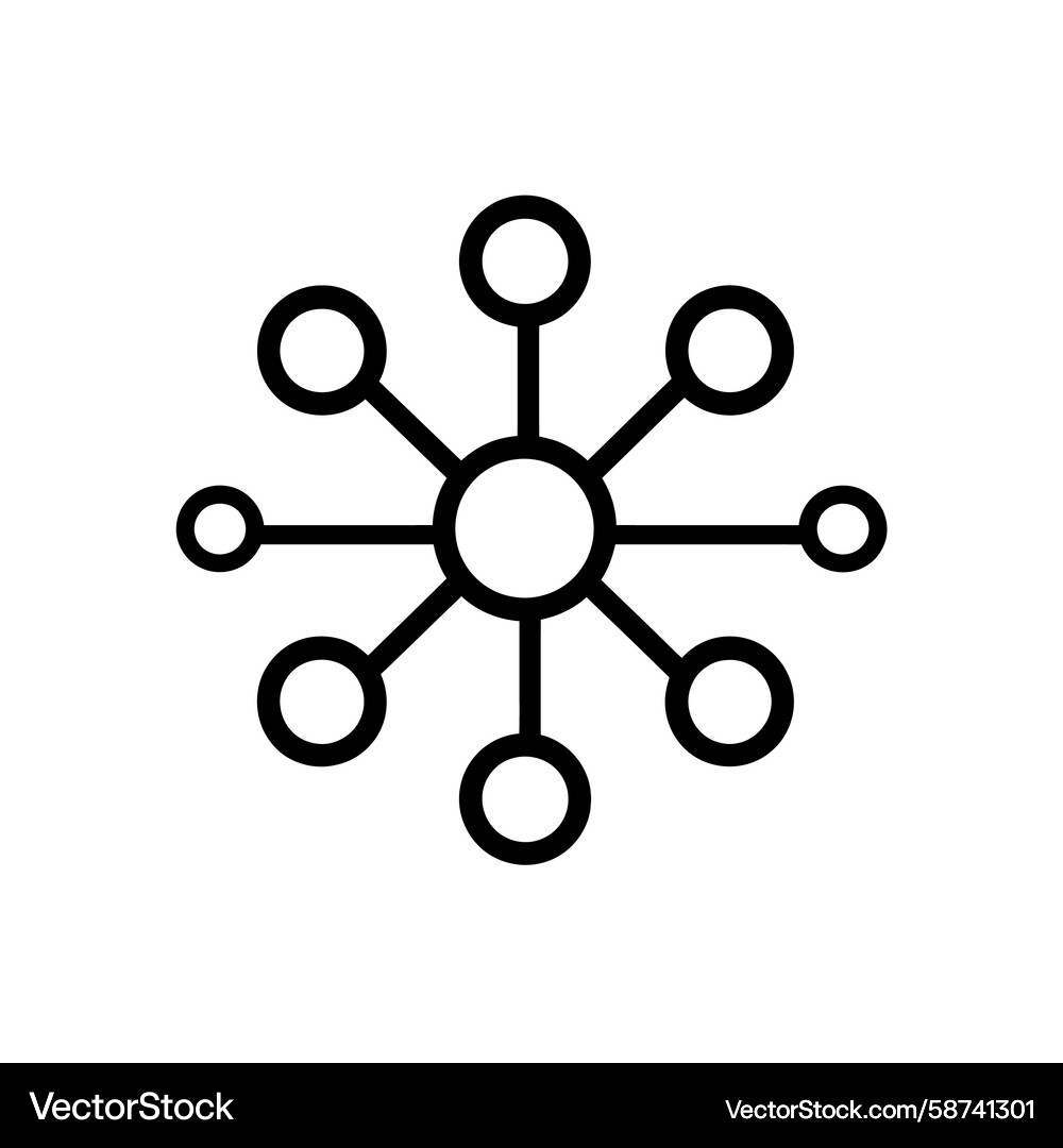 A simple black circular network structure shows Vector Image