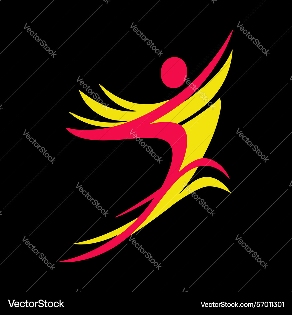 Abstract figure in motion dynamic red and yellow Vector Image