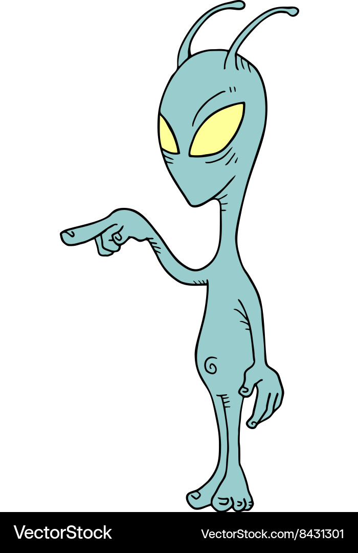 Alien Pointer Charakter Vektorbild