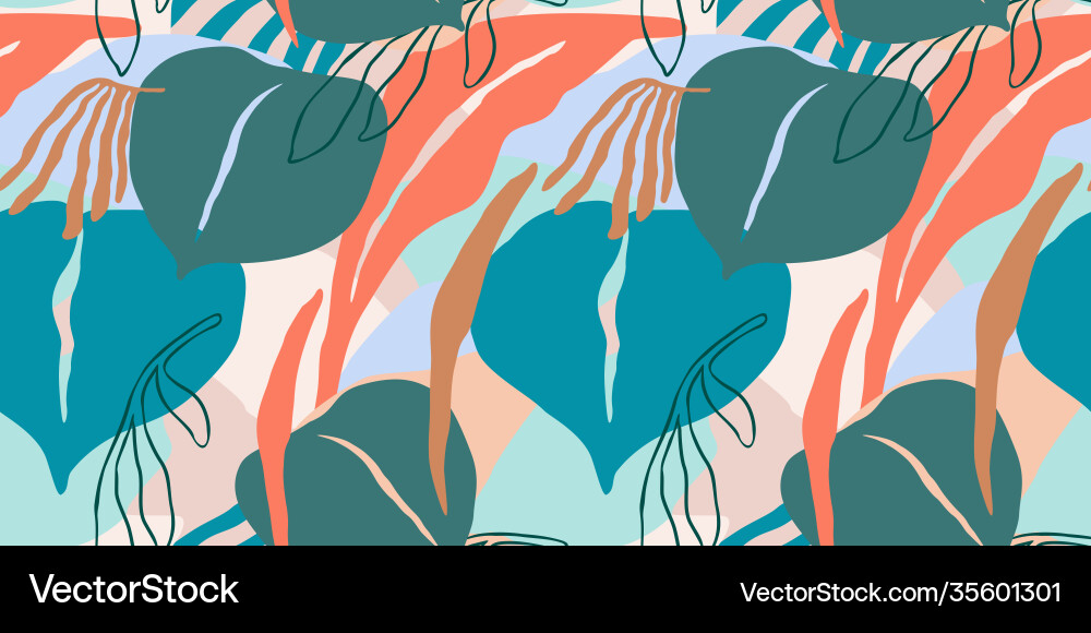 Artistic seamless pattern with abstract leaves Artistic seamless pattern with abstract leaves Vector Image