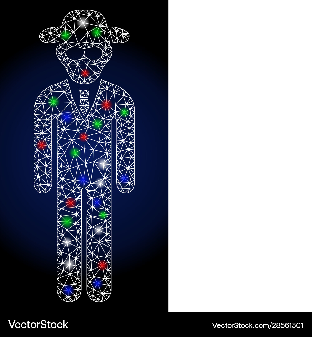 Bright mesh wire frame security agent with flare Bright mesh wire frame security agent with flare vector image