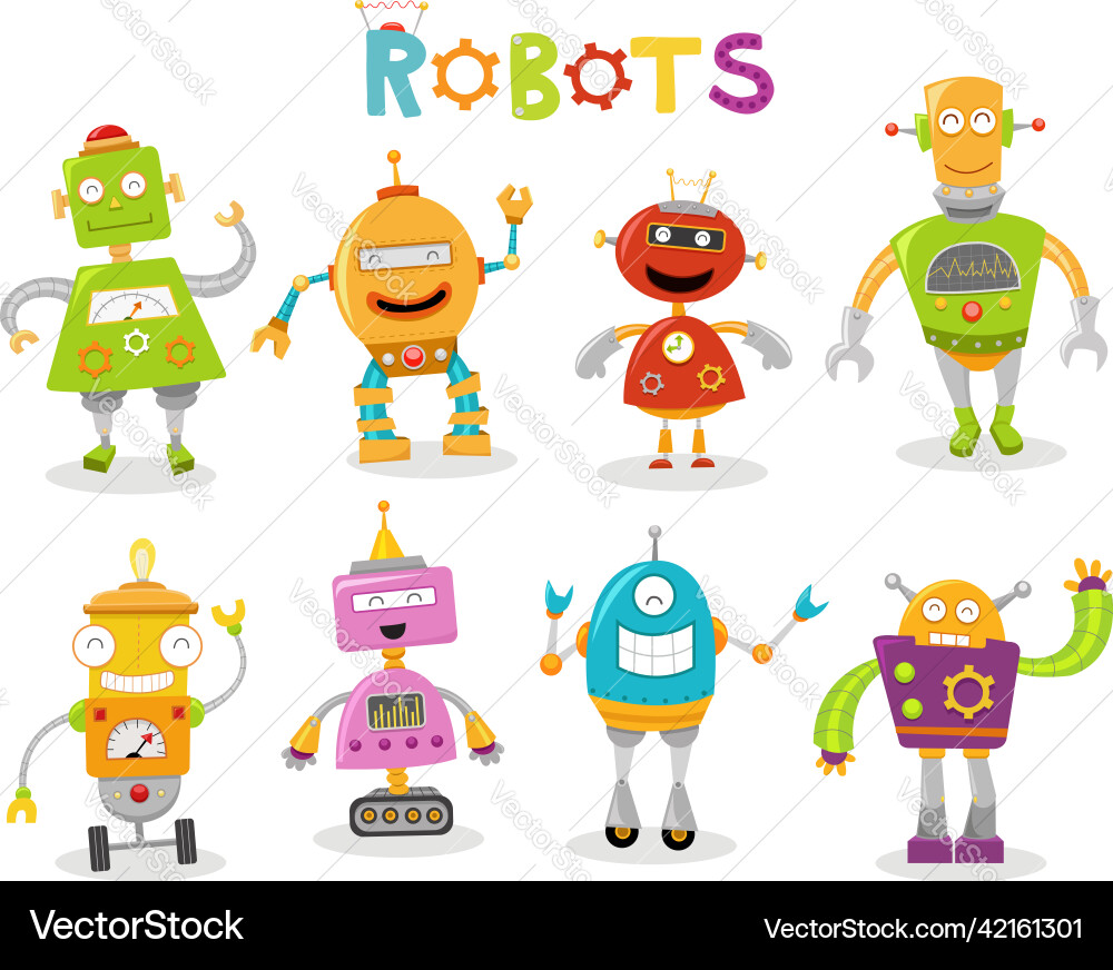 Cartoon Robot Collection Vektorbild