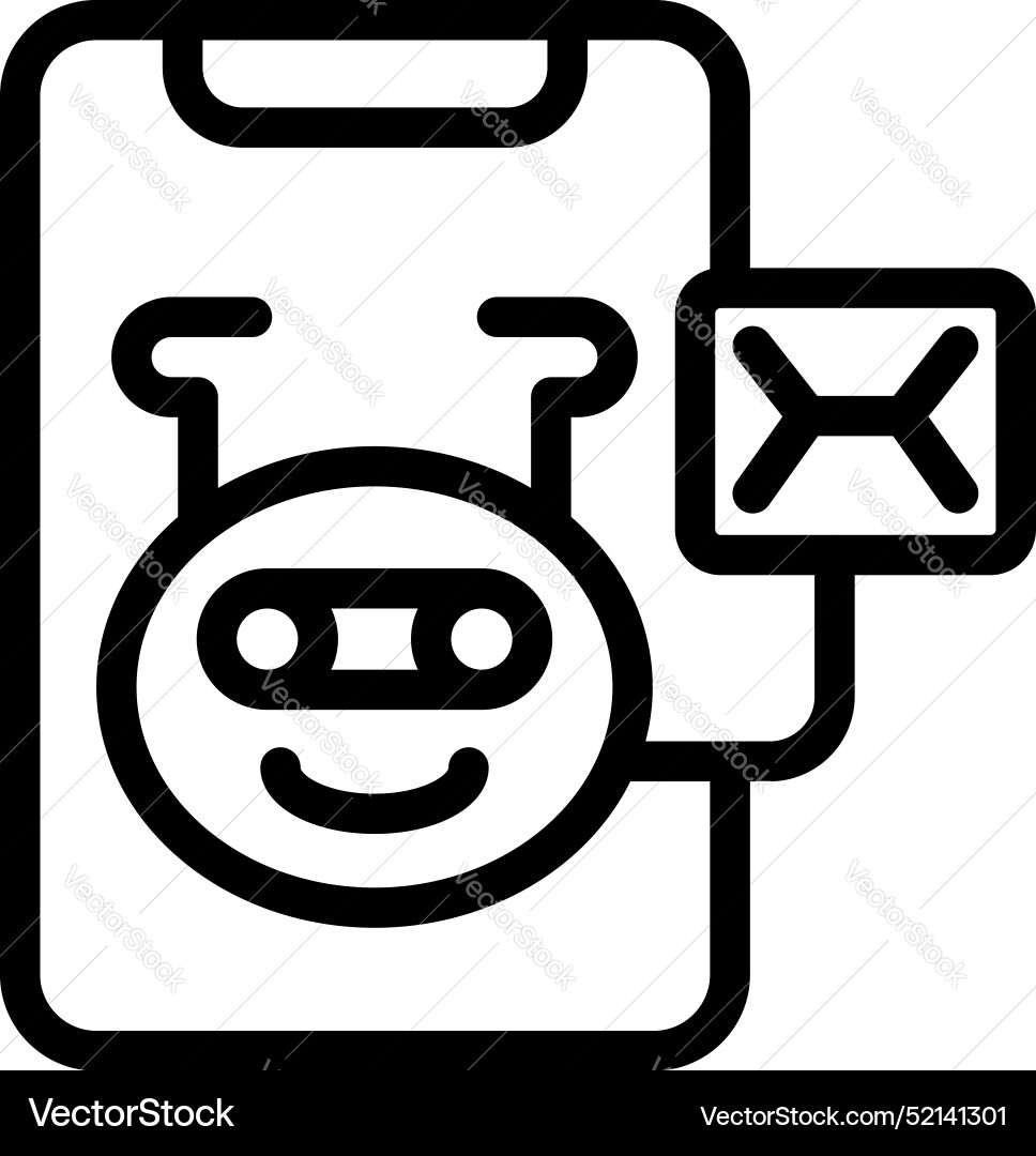 Chatbot smiling and showing new message Chatbot smiling and showing new message vector image