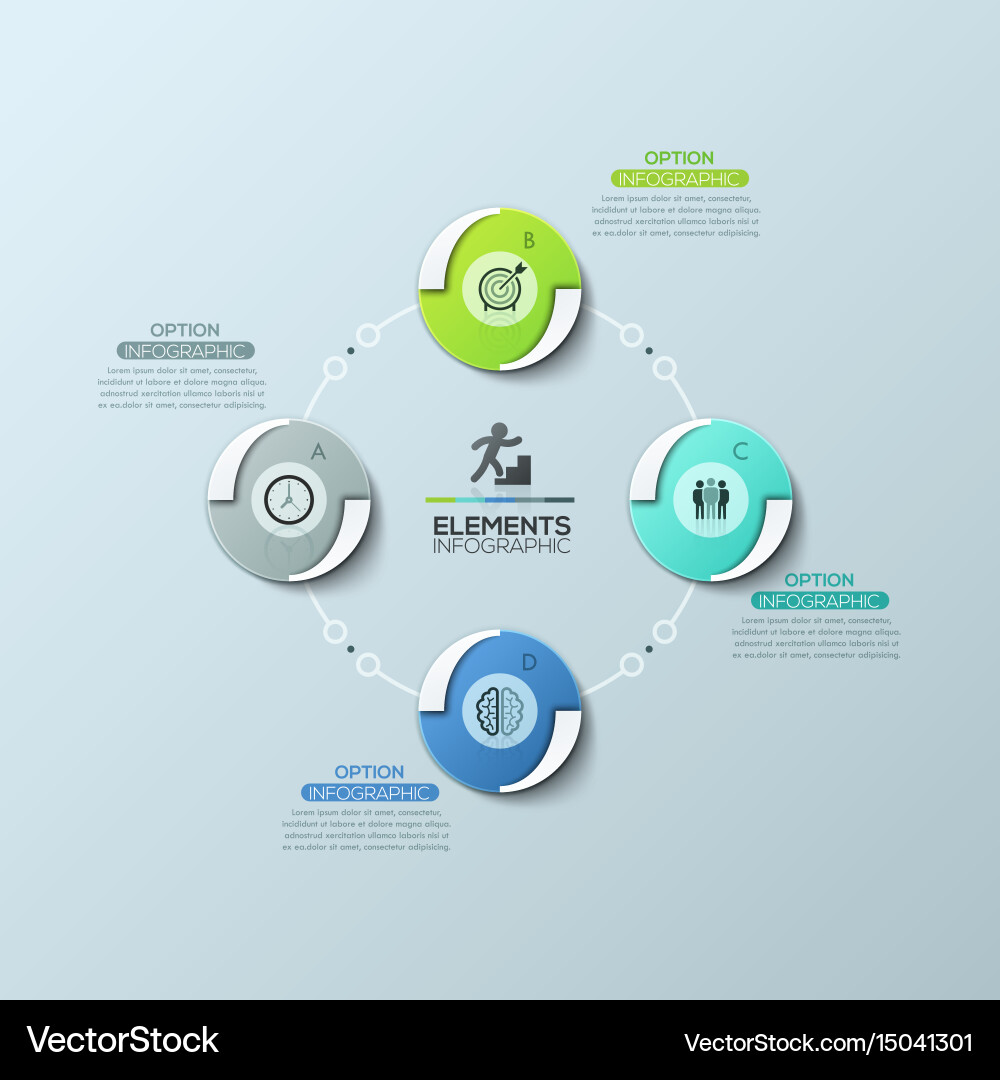 Circular diagram with 4 equal round elements vector image