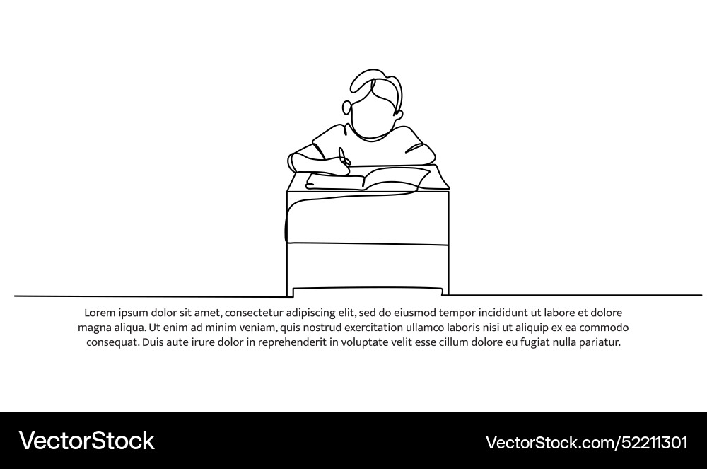 Continuous one line design of students are doing Continuous one line design of students are doing vector image