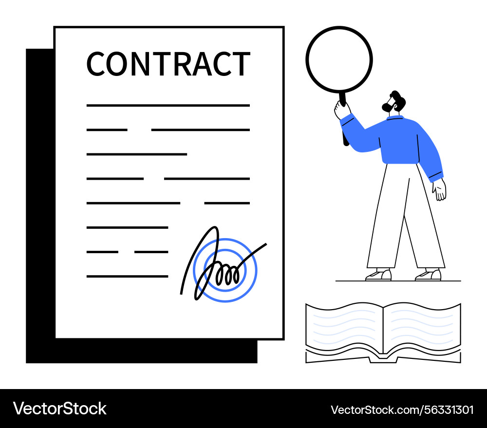 Contract Review & Analysis Vector Image