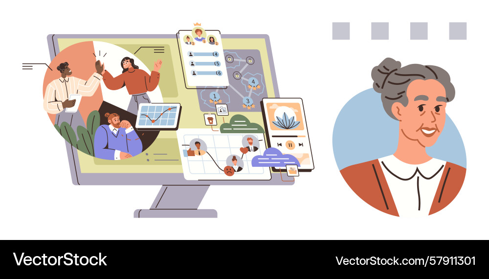 Digital networking and collaboration tools Digital networking and collaboration tools Vector Image