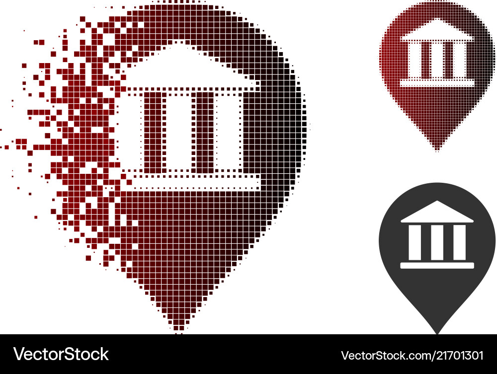 Dissolving dot halftone bank building pointer icon Dissolving dot halftone bank building pointer icon vector image