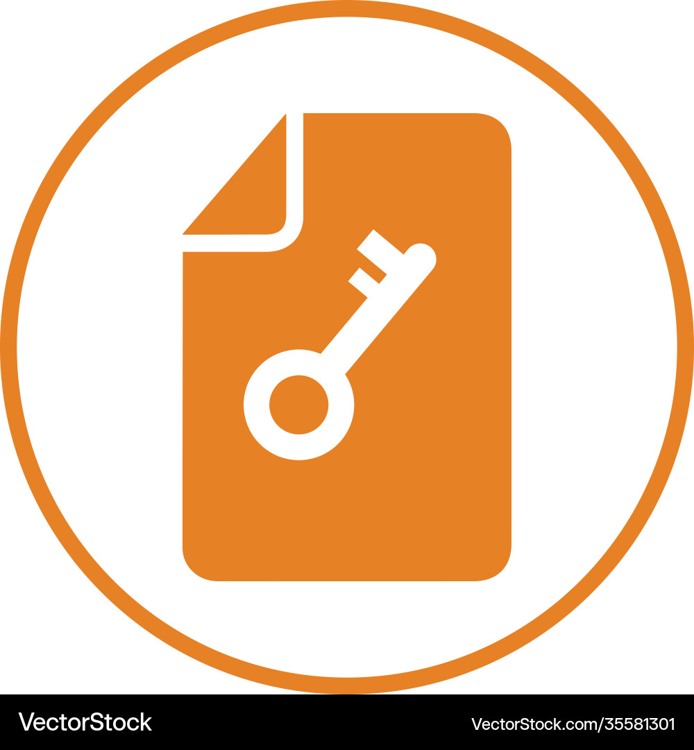 Document key icon orange color Vector Image