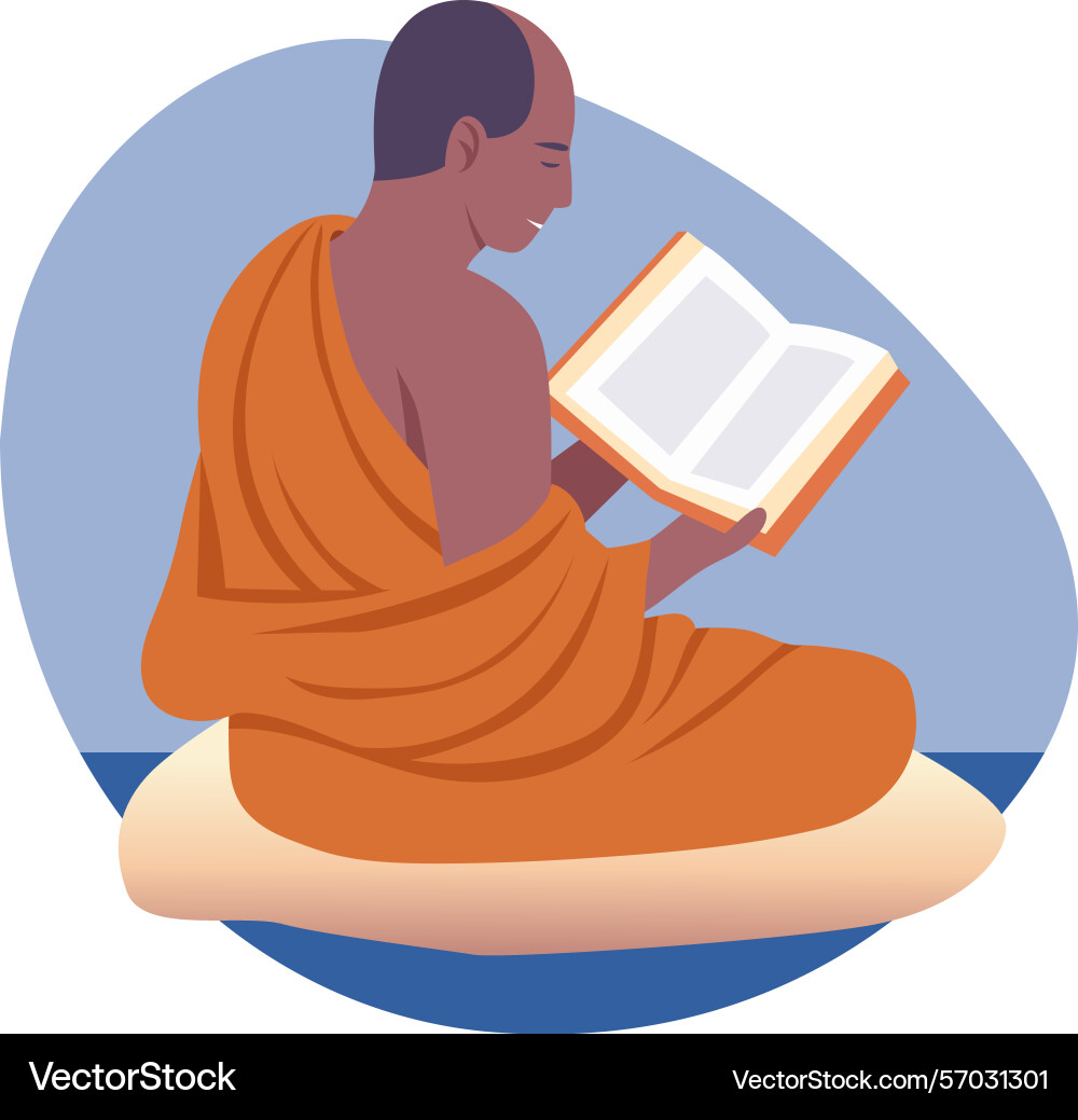 Flat style showing a calm monk readin Vector Image