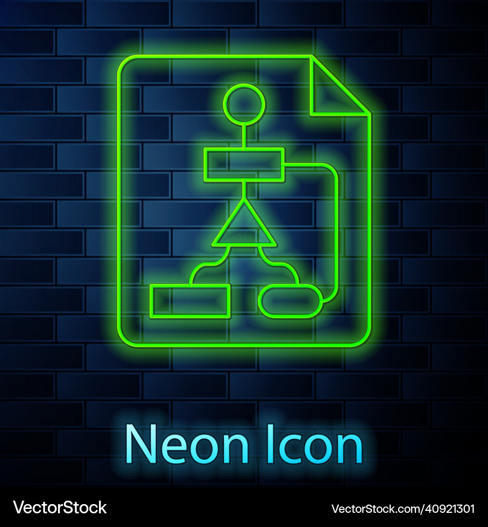 Glowing neon line tile flowchart for program Glowing neon line tile flowchart for program Vector Image