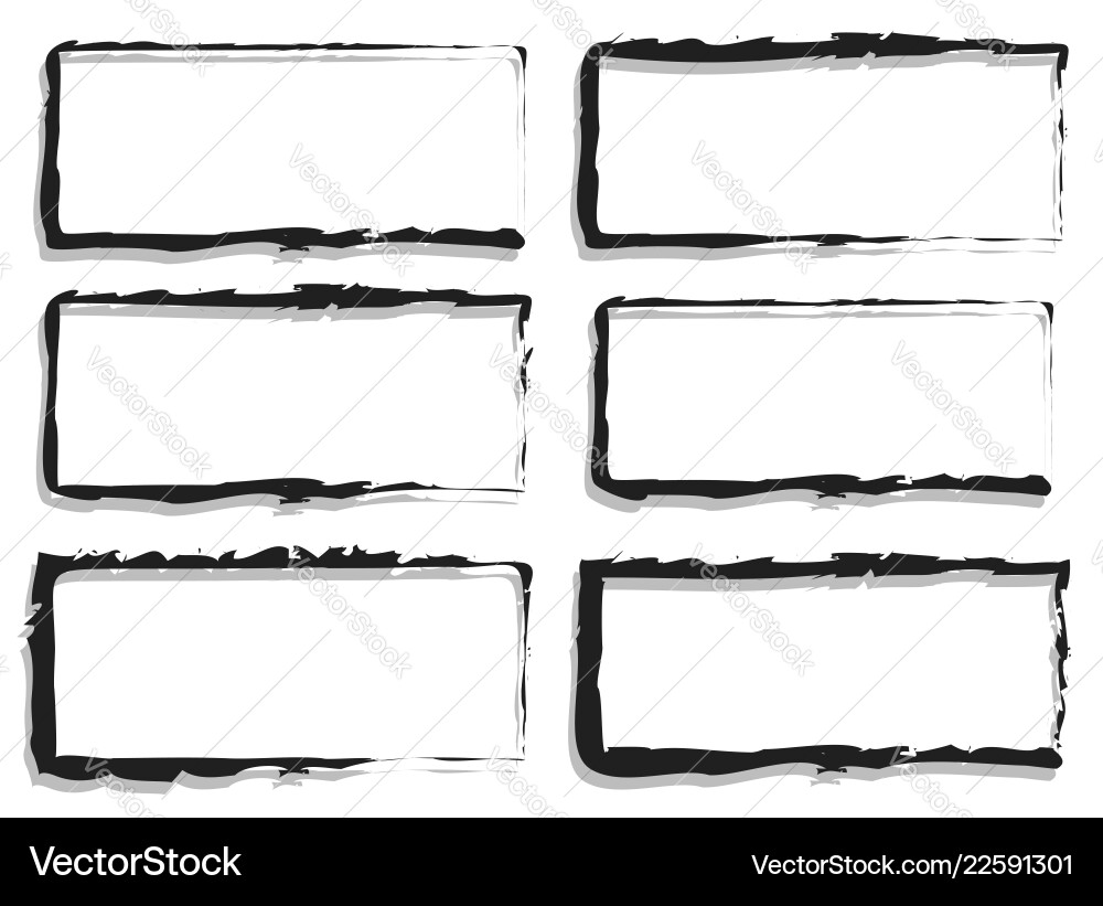 Grungy rectangular frame set of 6 version vector image