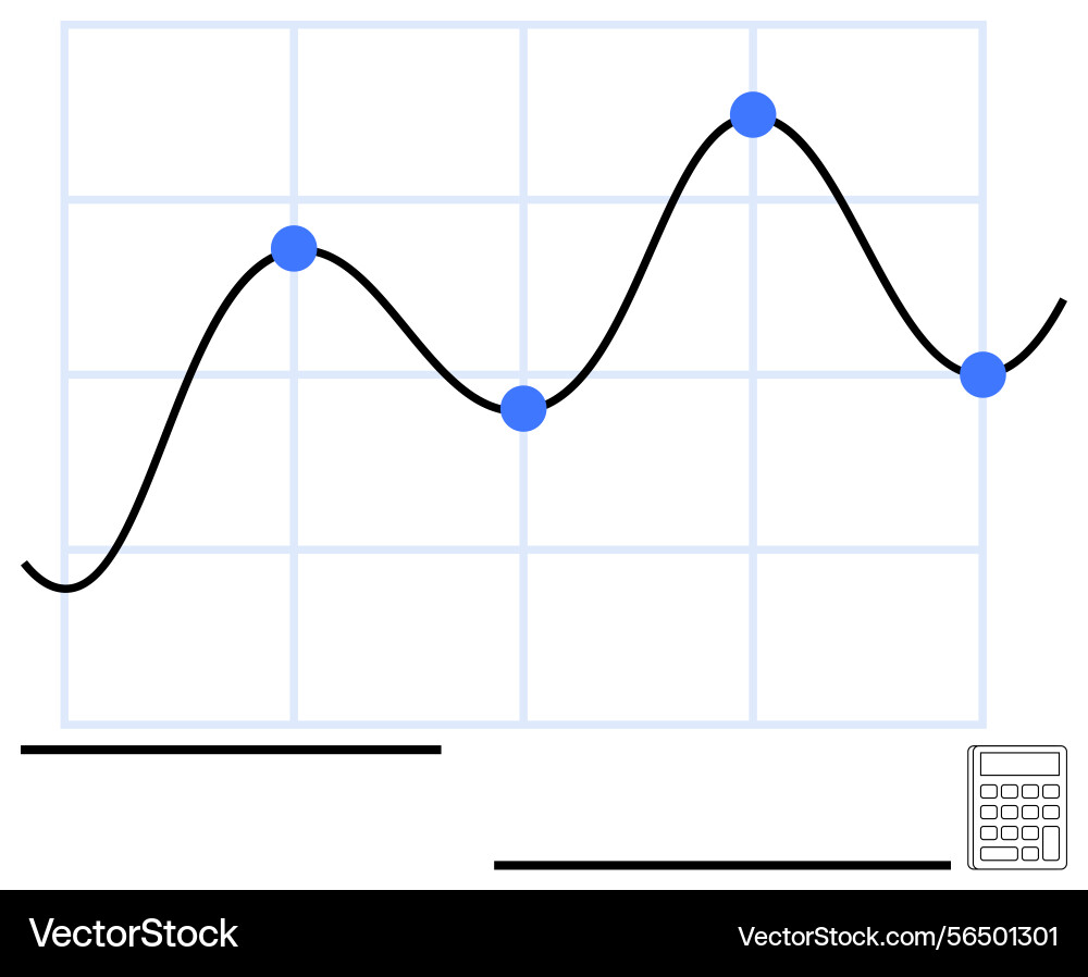 Line graph with data points and calculator vector image