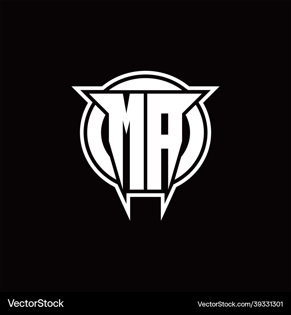 Ma logo monogram with circle rounded shape design vector image
