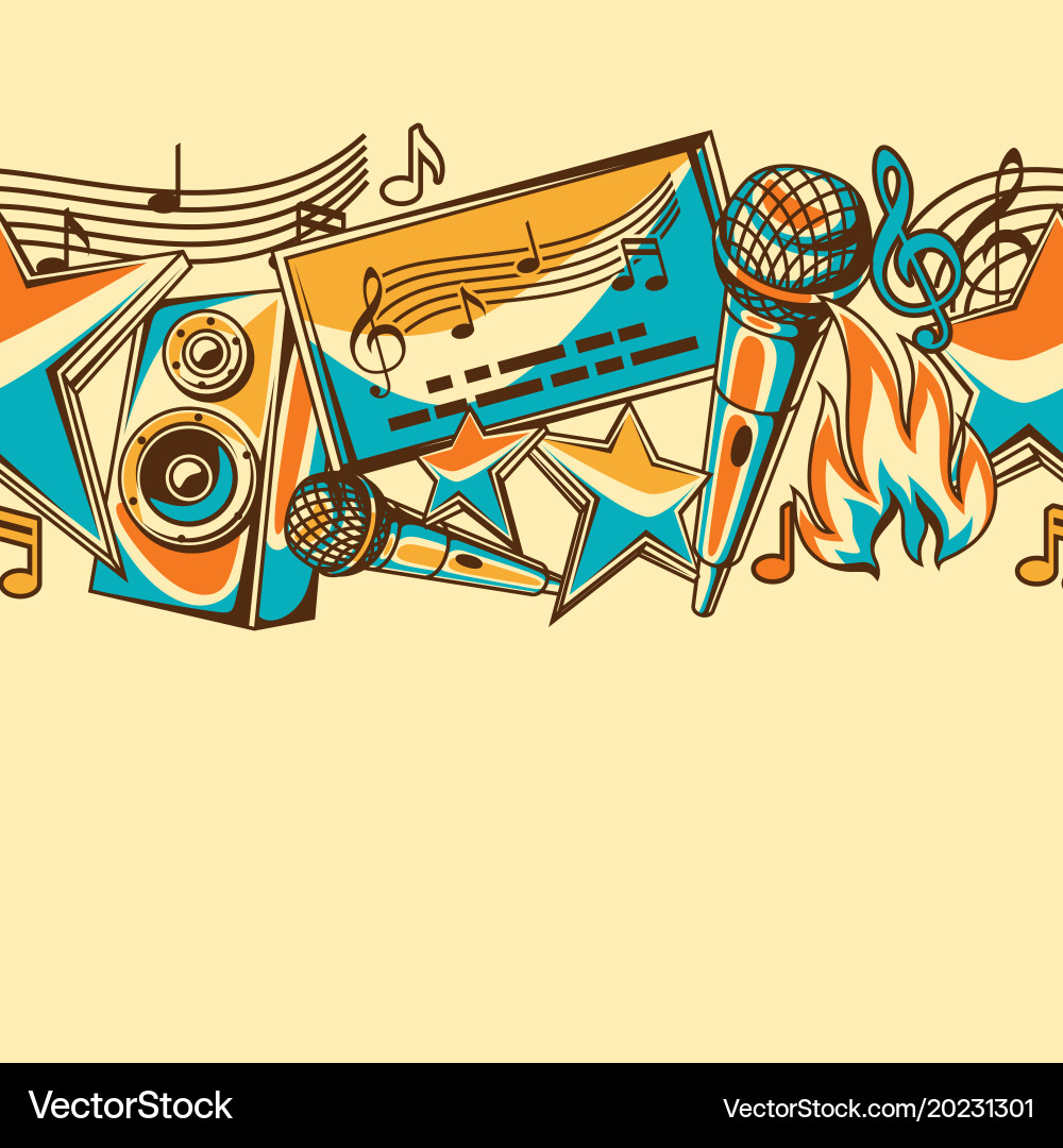 Retro Music Party Pattern Vector Image