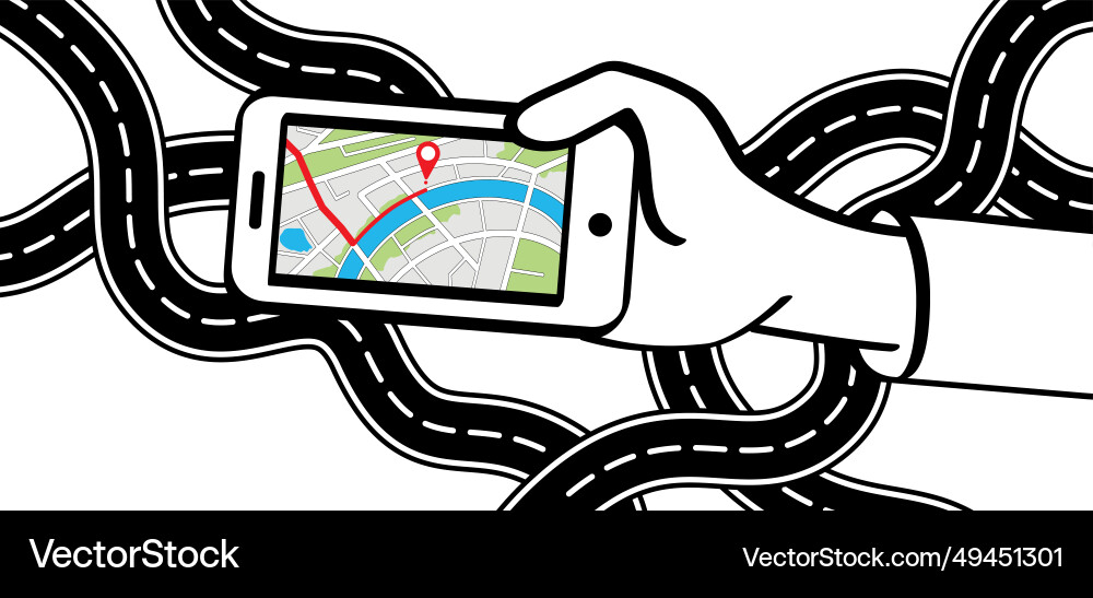 Road with gps pins or pointer route pin location Vector Image