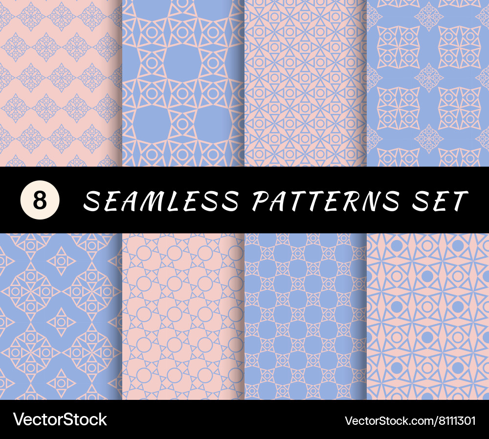 Seamless patterns set geometric textures vector image