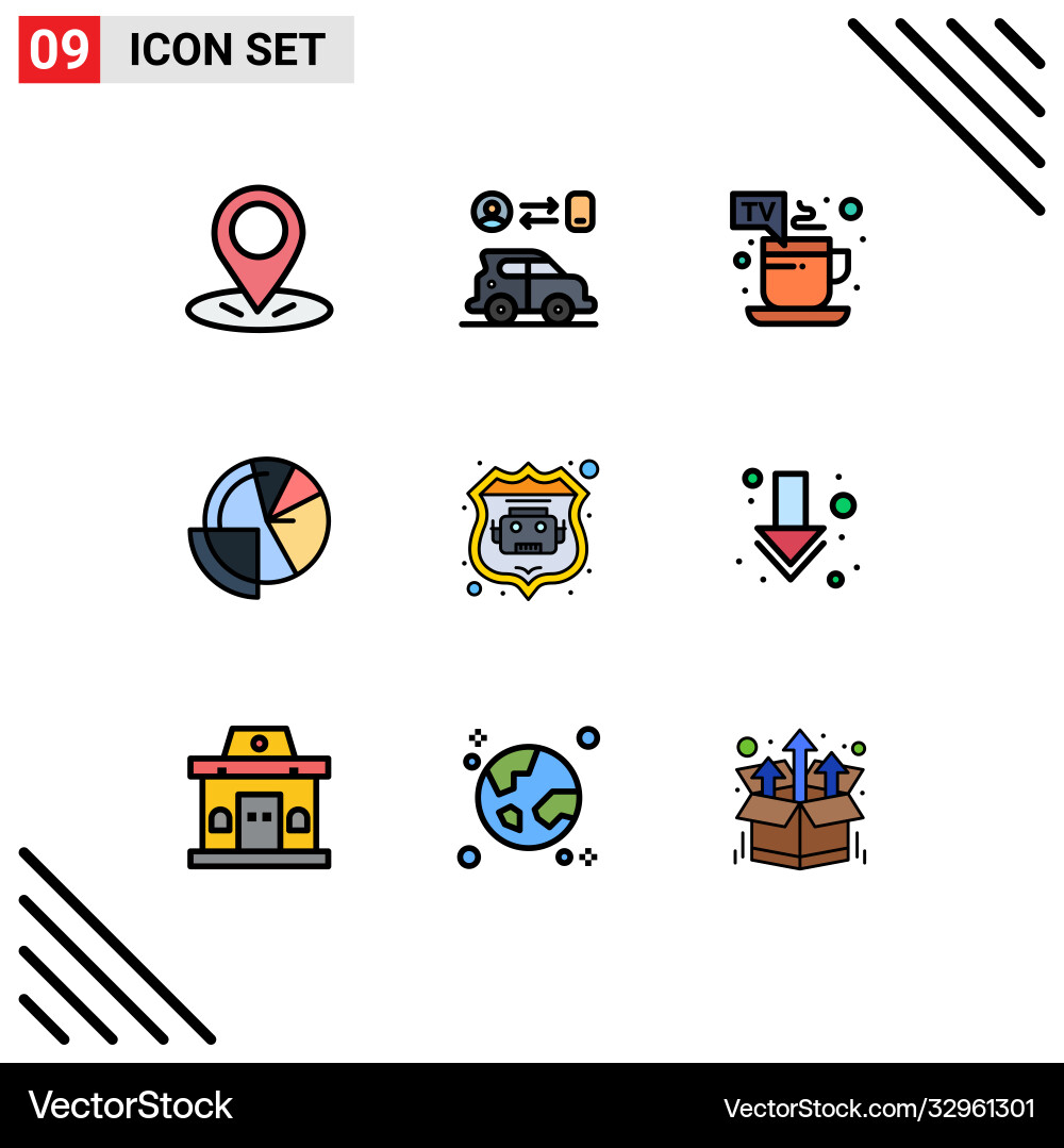 Set 9 modern ui icons symbols signs for robot Vector Image