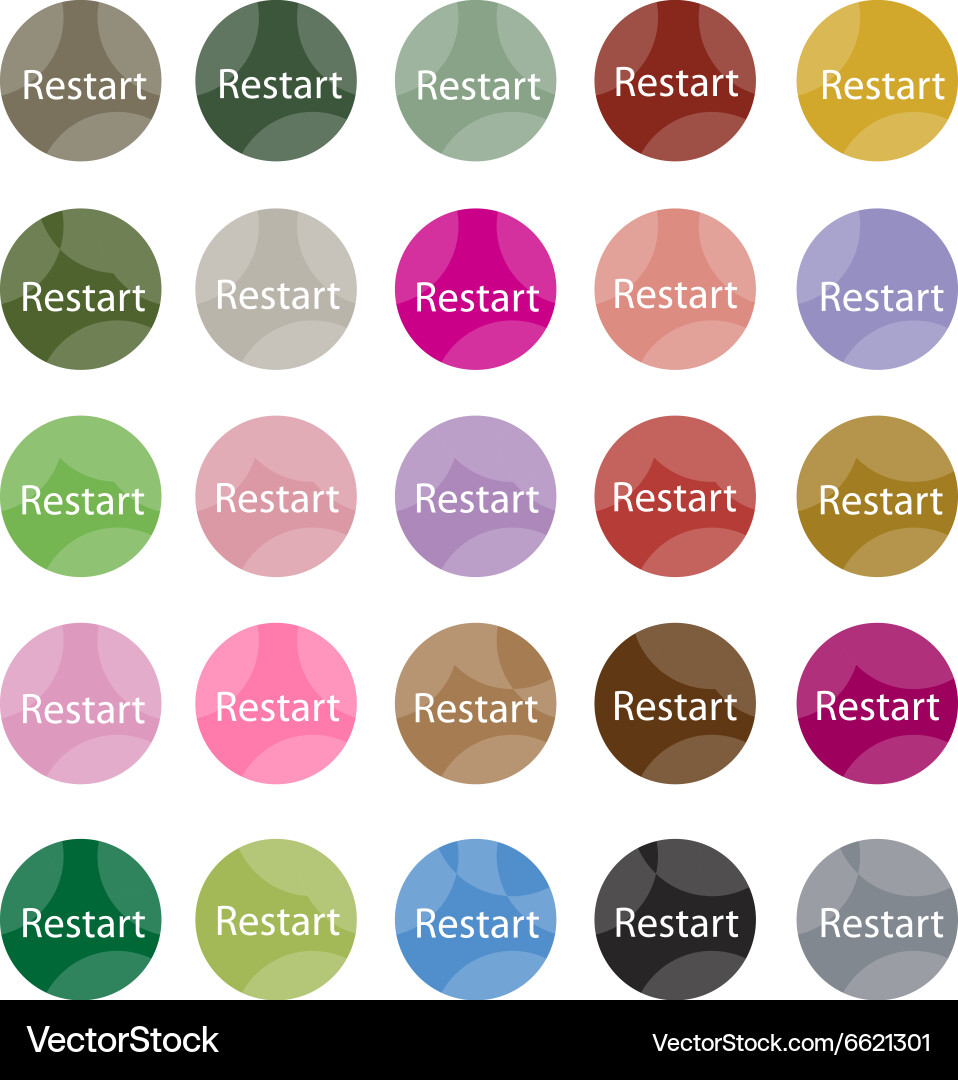 Set of 16 restart icons or reset Vector Image