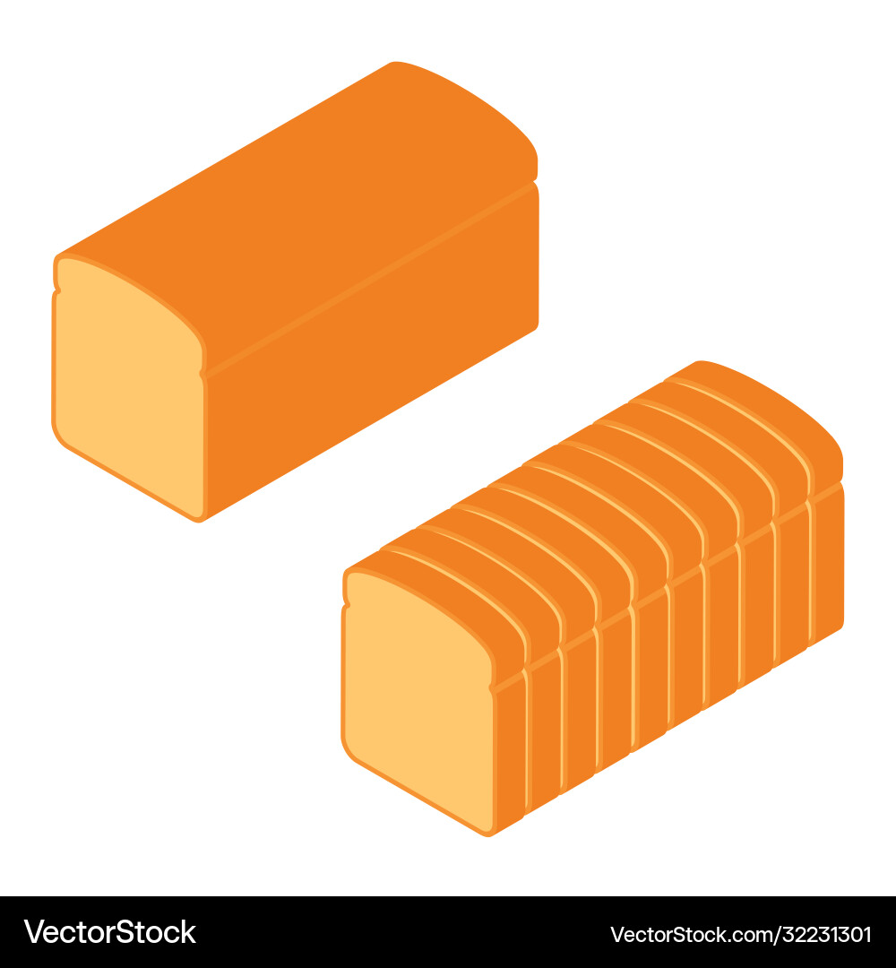 Sliced and whole bread isometric view isolated Sliced and whole bread isometric view isolated vector image