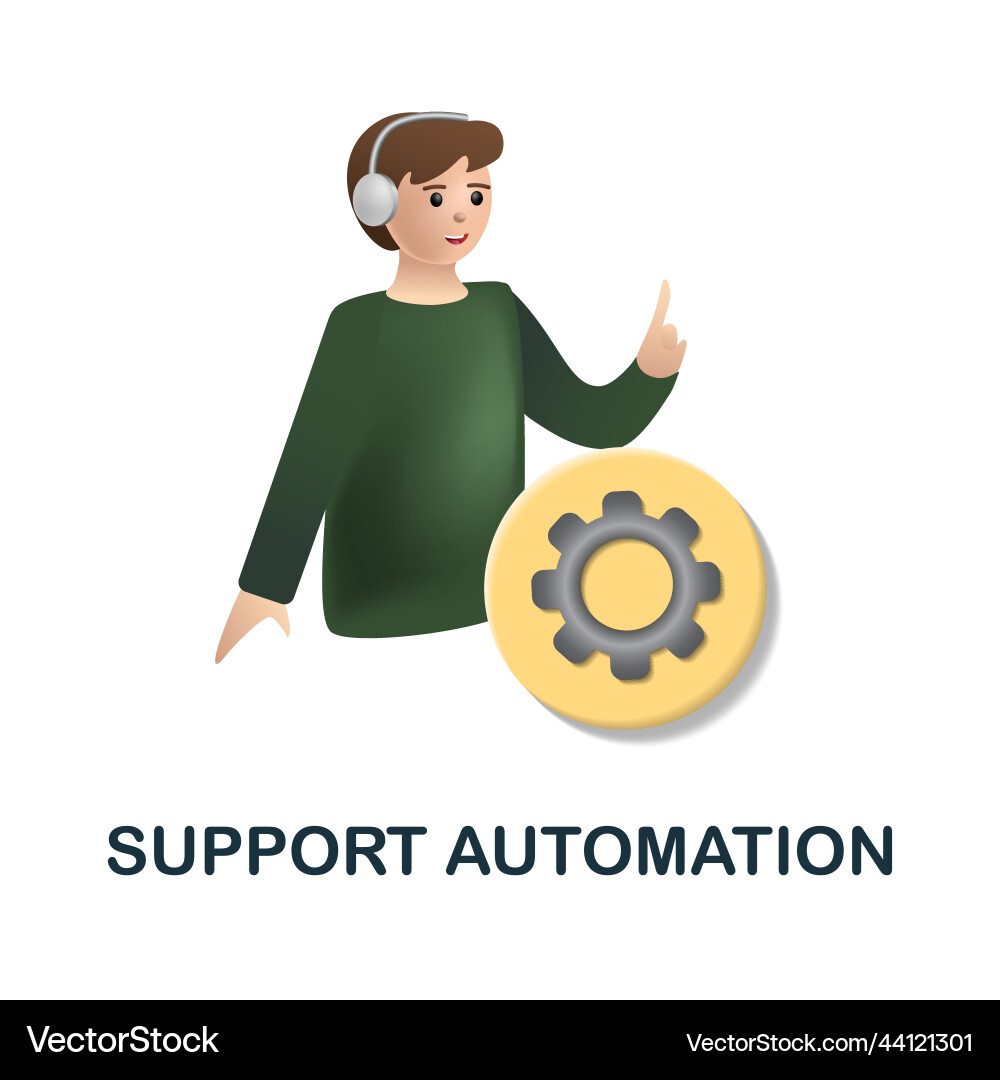 Support automation icon 3d from customer Support automation icon 3d from customer vector image